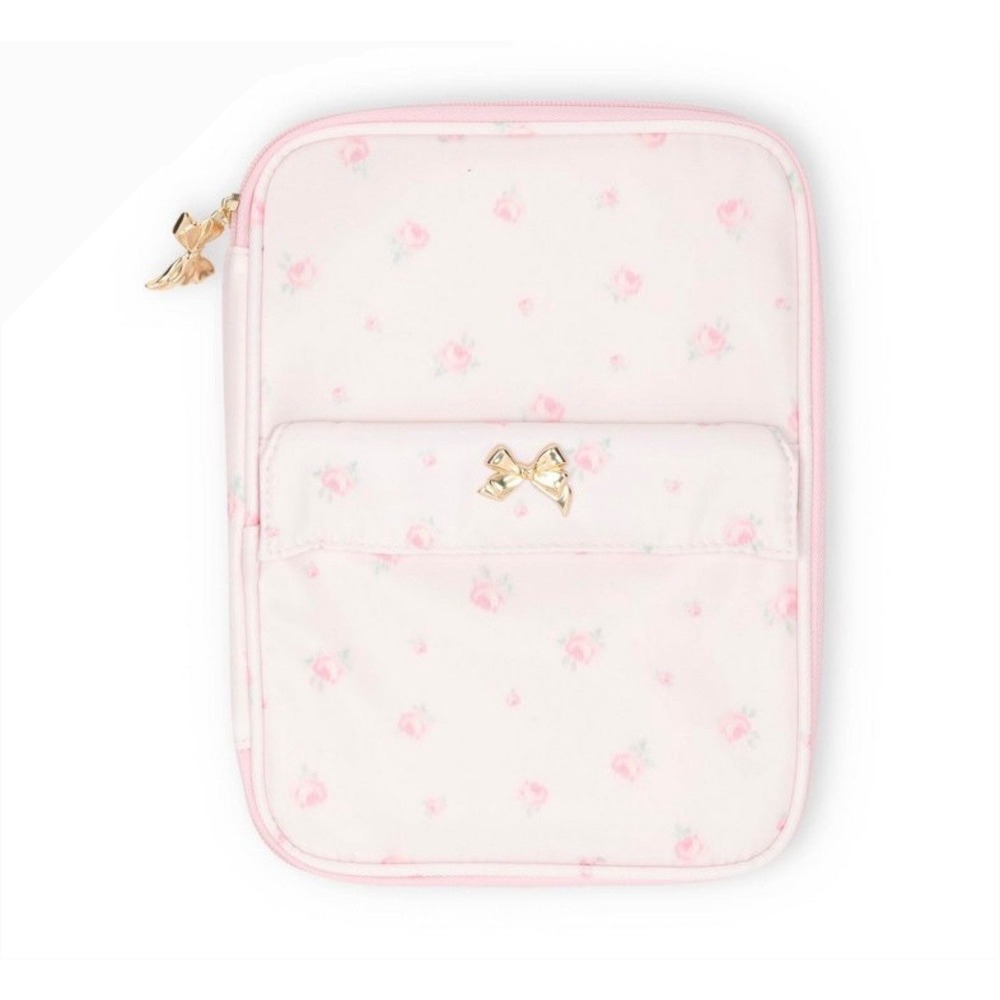 LoveShackFancy x Yoobi Tech Organizer Case Pink Floral Bow Travel Pouch